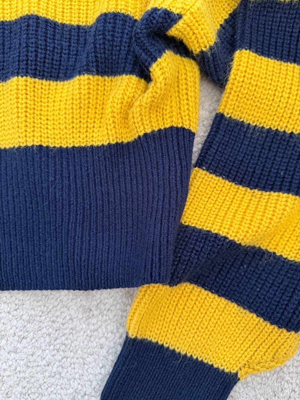 Cinch waist H&M Navy and Yellow Striped Half-Zip Sweater - Picture 4 of 4